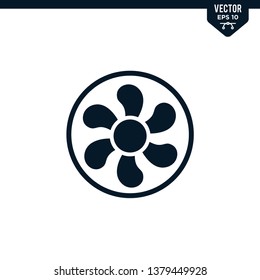 Fan icon collection in outlined or line art style, editable stroke vector