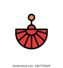 Fan icon colored outline red orange colour chinese new year vector element and symbol perfect.