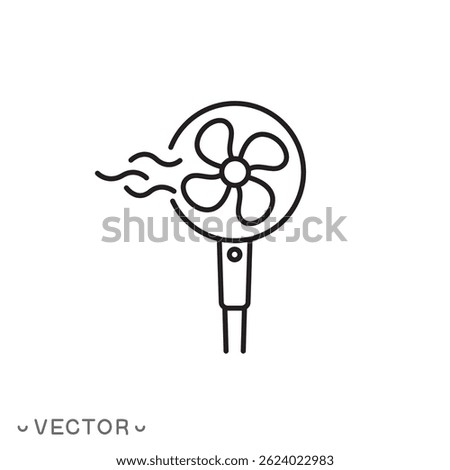 fan icon, cool wind concept, thin line symbol isolated on white background, editable stroke eps 10 vector illustration