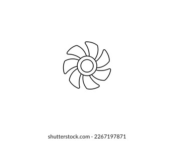 Fan icon design Vector Illustration . Fan icon in outline style isolated on white background. black and white line art, fan vector illustration . Outline technical drawing .