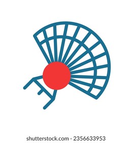 Fan icon duotone red blue colour chinese new year vector element and symbol perfect.