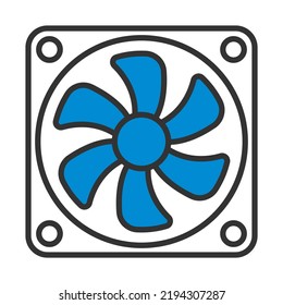 Icono del ventilador. Contorno de negrita editable con diseño de relleno de color. Ilustración vectorial.