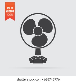 Fan icon in flat style isolated on grey background. For your design, logo. Vector illustration.