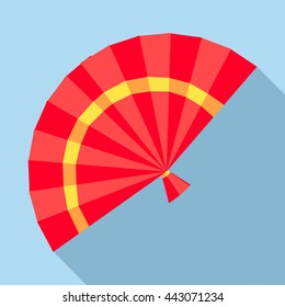 Fan icon in flat style with long shadow. Accessory symbol