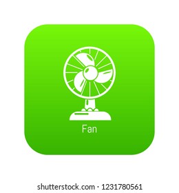 Fan icon green vector isolated on white background