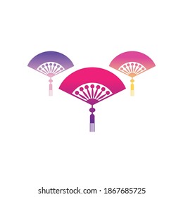 fan icon illustration with new year symbol color design vector