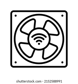 Fan Icon. Line Art Style Design Isolated On White Background