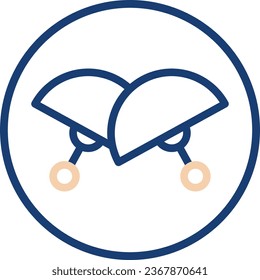 Fan icon line rounded beige blue colour chinese new year vector element and symbol perfect.