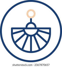 Fan icon line rounded beige blue colour chinese new year vector element and symbol perfect.