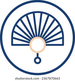 Fan icon line rounded beige blue colour chinese new year vector element and symbol perfect.