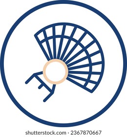 Fan icon line rounded beige blue colour chinese new year vector element and symbol perfect.
