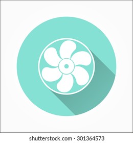 Fan - icon with long shadow, flat design. Vector illustration