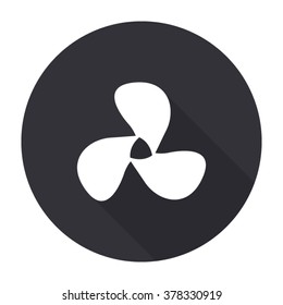 fan icon with long shadow - vector round button
