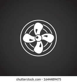 Icono del ventilador en segundo plano para diseño gráfico y web. Símbolo de concepto de ilustración creativa para aplicación web o móvil.