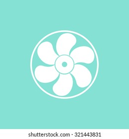 Fan  icon on green background. Vector illustration.