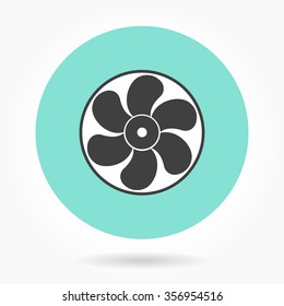 Fan  icon  on green background. Vector illustration.