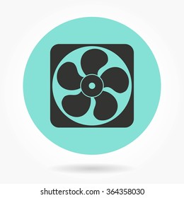 Fan icon on green background. Vector illustration.