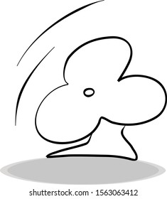 Fan icon on white background, flat design, hand drawing. Illustration of climatic equipment, contour of symbol black