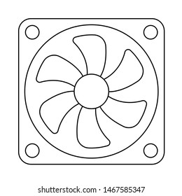 Icono del ventilador. Contorno a un diseño simple con un punteo editable. Ilustración vectorial.
