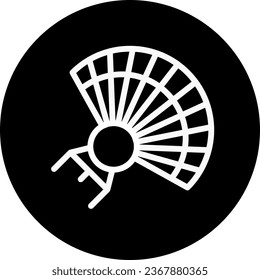 Fan icon rounded white colour chinese new year vector element and symbol perfect.