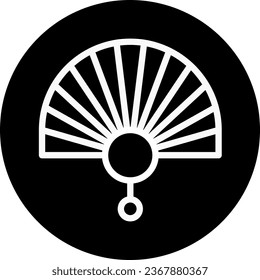 Fan icon rounded white colour chinese new year vector element and symbol perfect.