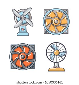 Fan icon set. Cartoon set of fan vector icons for web design isolated on white background