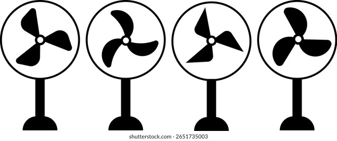 fan icon set. electric cooler wind sign. Electrical temperature equipment. Cooler sign business concept. Air ventilation symbol. temperature regulation equipment
