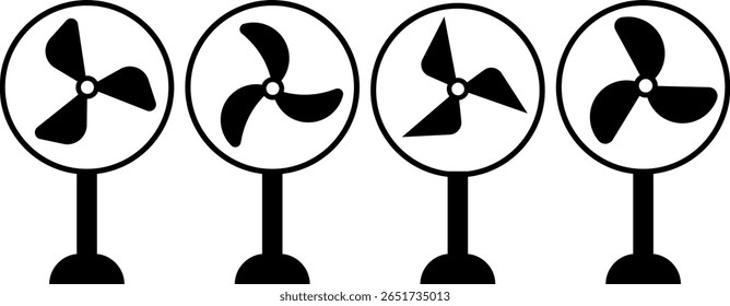 fan icon set. electric cooler wind sign. Electrical temperature equipment. Cooler sign business concept. Air ventilation symbol. temperature regulation equipment
