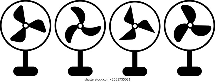fan icon set. electric cooler wind sign. Electrical temperature equipment. Cooler sign business concept. Air ventilation symbol. temperature regulation equipment

