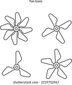 Fan icon set with outline design isolated on white background. Fan icon sign for apps, web, mobile, logo, ui.