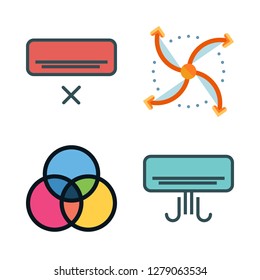 fan icon set. vector set about air conditioner, palette and airscrew icons set.