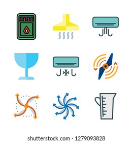 fan icon set. vector set about extractor hood, matches, air conditioner and airscrew icons set.