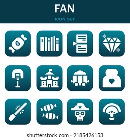 fan icon set. Vector  illustrations related with Candy, Books and Page