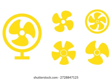 Conjunto de iconos de ventilador. Ventilador, hélice, refrigerador, acondicionador - Vector de stock. ilustración de stock