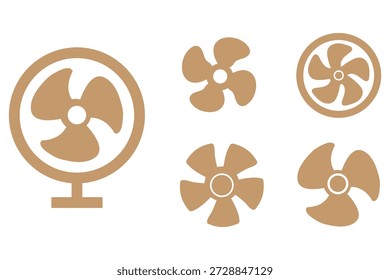 Conjunto de iconos de ventilador. Ventilador, hélice, refrigerador, acondicionador - Vector de stock. ilustración de stock