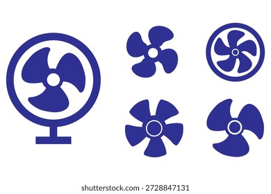 Fan icon set. Ventilator, propeller, cooler, conditioner - stock vector. stock illustration