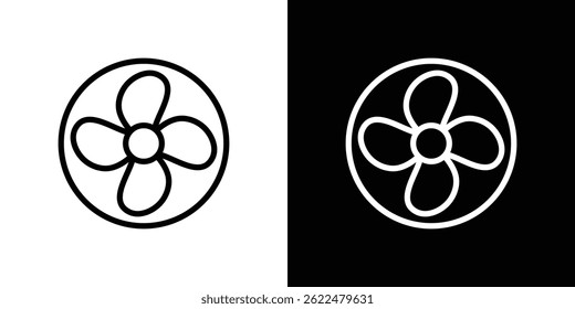 Fan icon shape graphic simple plain clipart symbol. thin line outline art