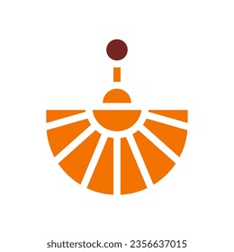 Fan icon solid orange brown colour chinese new year vector element and symbol perfect.
