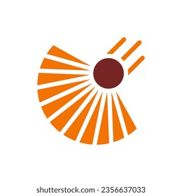 Fan icon solid orange brown colour chinese new year vector element and symbol perfect.