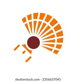 Fan icon solid orange brown colour chinese new year vector element and symbol perfect.