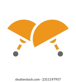 Fan icon solid style orange grey colour chinese new year vector element and symbol perfect.