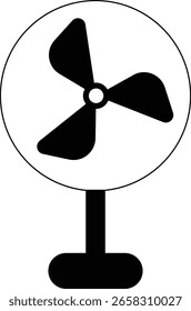 Icono del ventilador. Gestión de la temperatura. Símbolo de velocidad de la hélice. Elementos de ventilador de refrigeración. Iconos de la hélice del ventilador. señal de viento del refrigerador eléctrico
