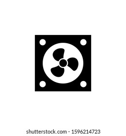 Fan icon template in black flat design on white background, Exhaust fan symbol vector sign isolated on white background illustration for graphic and web design