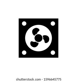 Fan icon template in black flat design on white background, Exhaust fan symbol vector sign isolated on white background illustration for graphic and web design
