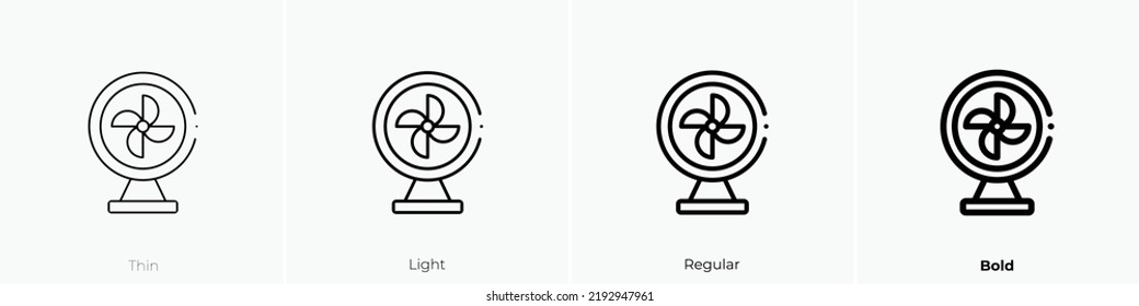 fan icon. Thin, Light Regular And Bold style design isolated on white background