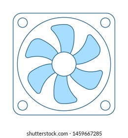 Fan Icon. Thin Line With Blue Fill Design. Vector Illustration.