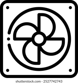 Lüftersymbol. Design mit dünnen linearen Stilen einzeln auf weißem Hintergrund