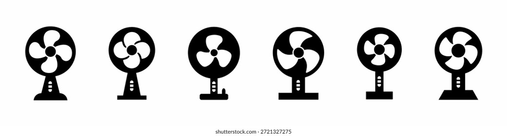 Coleção de vetor de ícone de ventilador. Conjunto de designs de modelo de vetor de ícone de ventilador. Vetor de estoque.