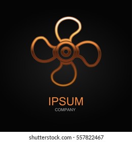 Fan icon. Vector Illustration. Design logo element. Isolated on black background.