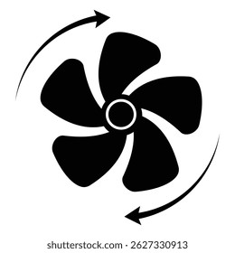 Fan icon vector isolated, air cooler fan in 5 blade spinning vector, Ac cooling fan icon isolated, Cooler icon. Cooling fan icon. vector illustration.